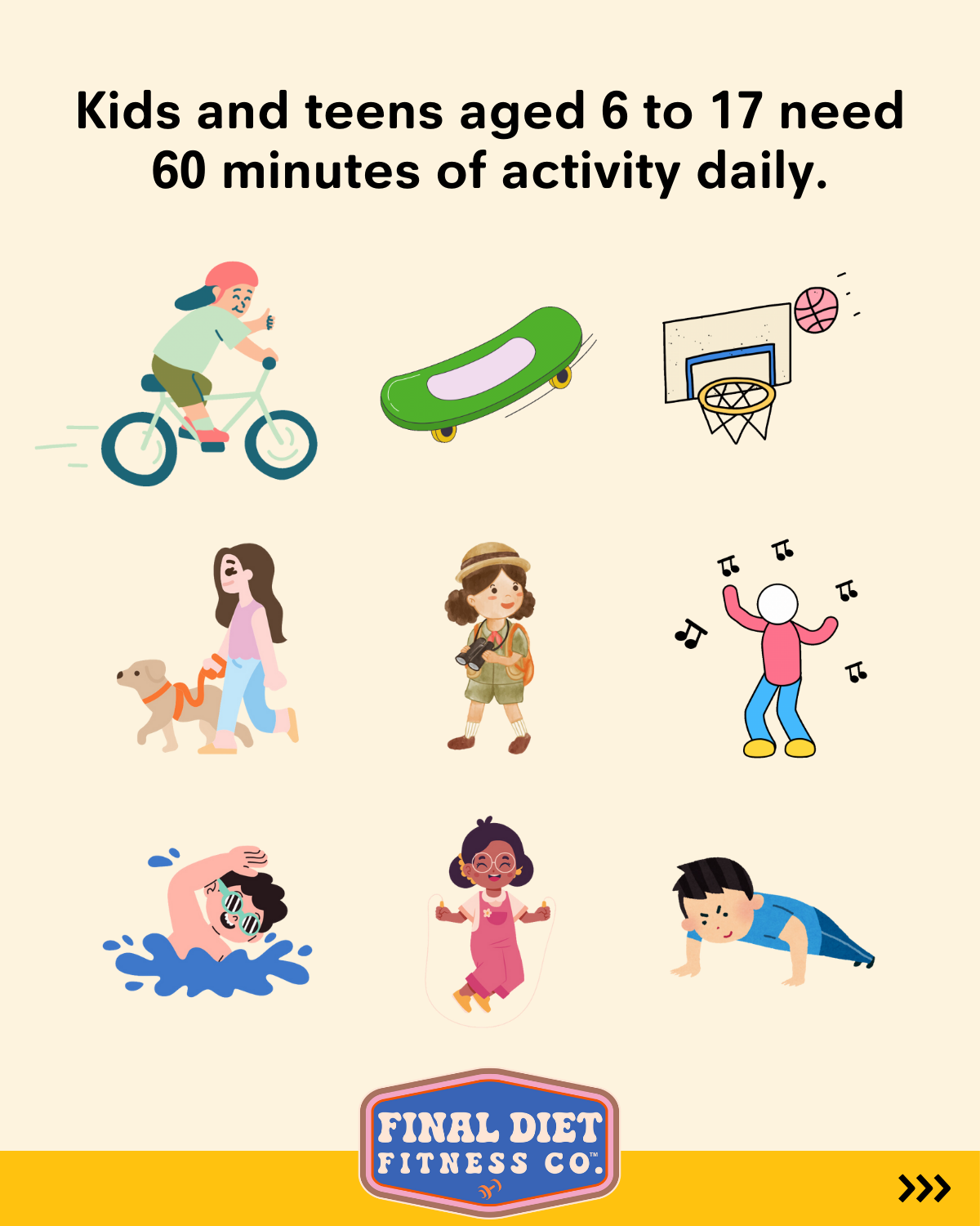 Keep Kids Active! 🏃♀️ Kids (6-17) Need at Least 60 Minutes of Activity Daily