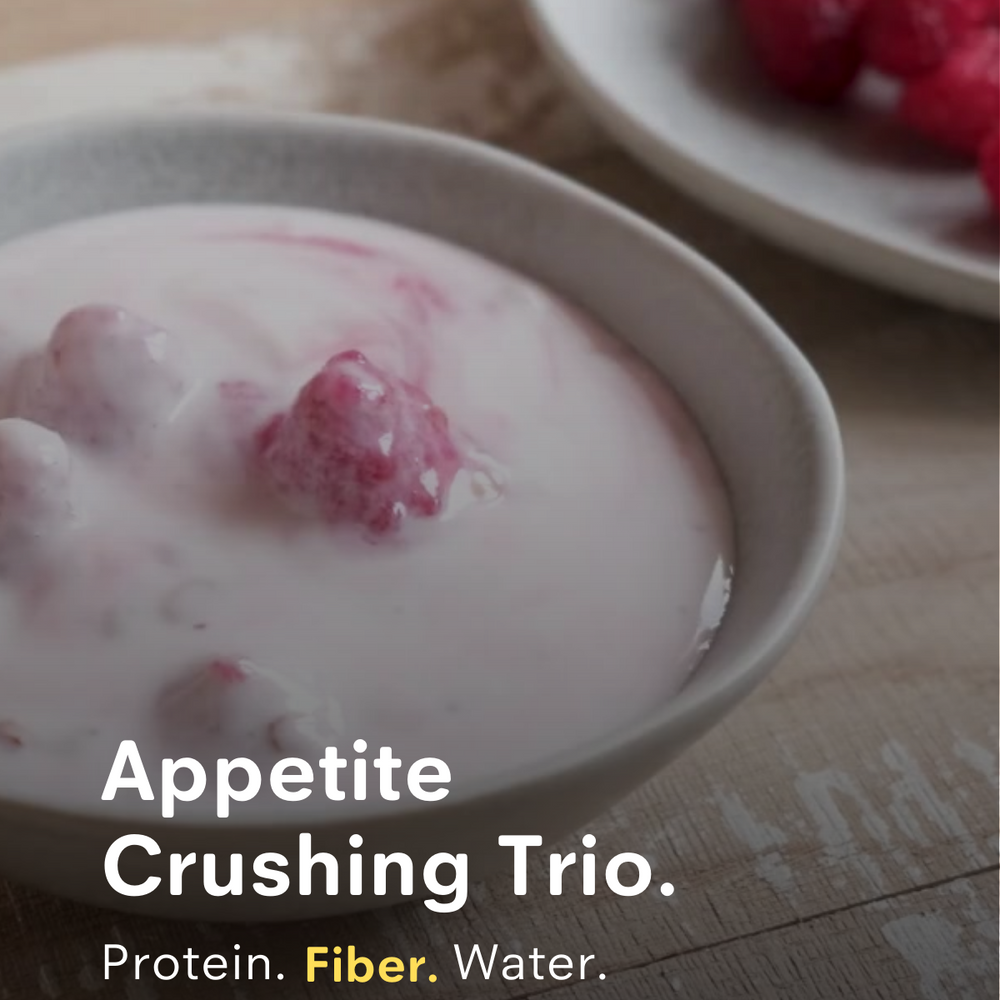 Appetite Crushing Trio: Protein, Fiber, and Water.