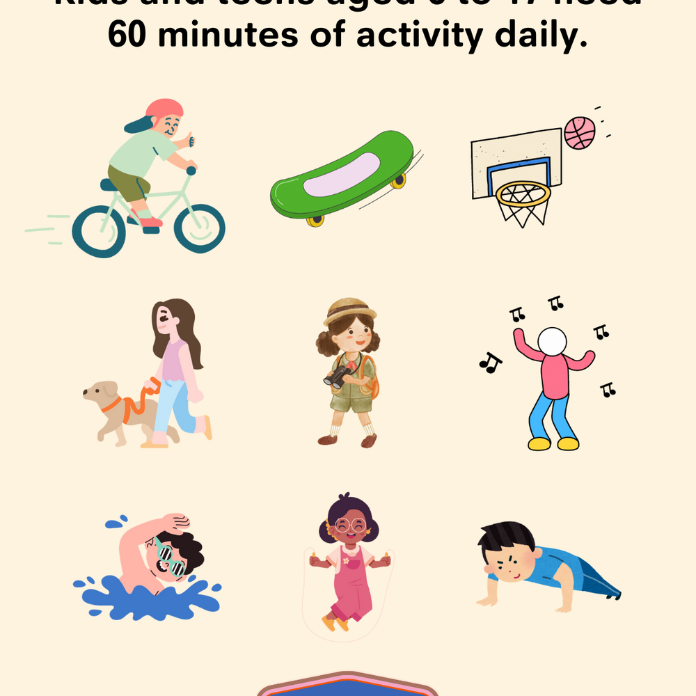 Keep Kids Active! 🏃‍♀️ Kids (6-17) Need at Least 60 Minutes of Activity Daily